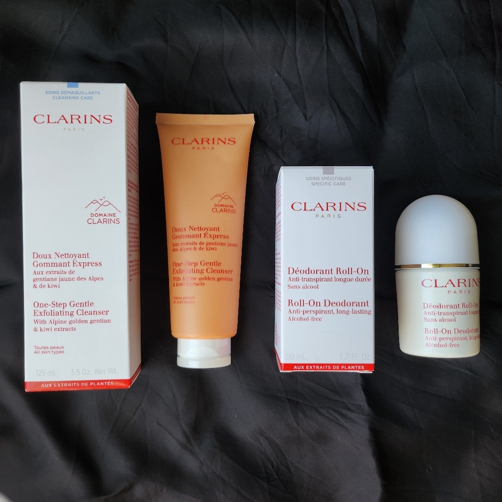 Clarins Bundle Of 2 Products Exfoliating Cleanser & Roll-on Deodorant